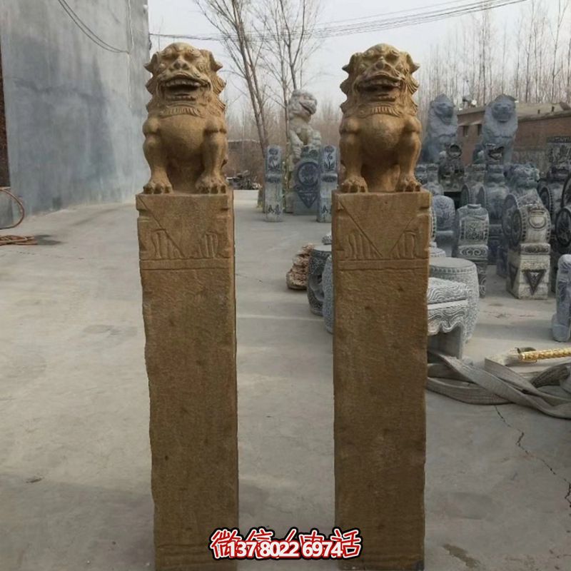 砂巖拴馬柱擺件，為你的寺廟門口增添優(yōu)雅氣息