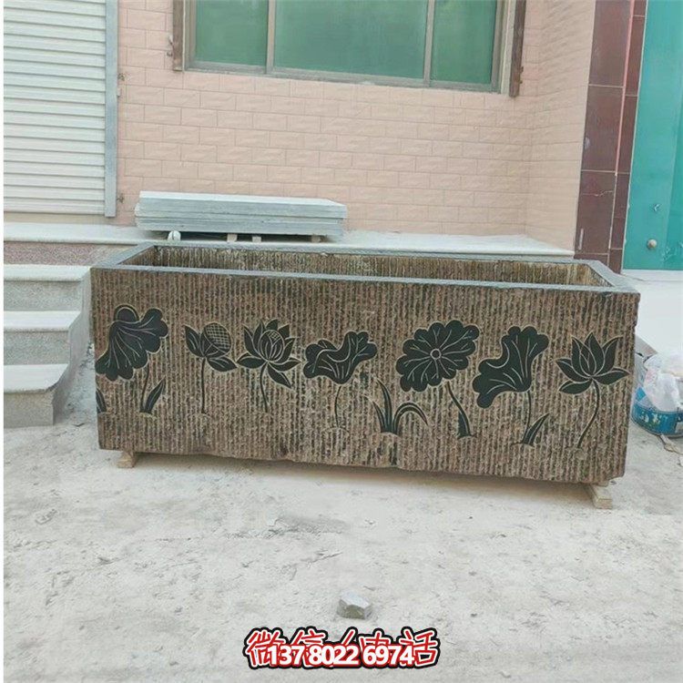 精美花崗巖石雕石缸，裝飾庭院仿古養(yǎng)魚(yú)及擺件