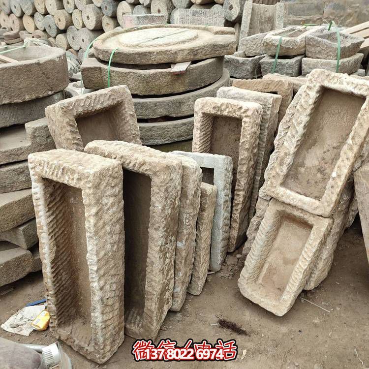 經(jīng)典石雕老石槽，點(diǎn)綴青石園林景觀