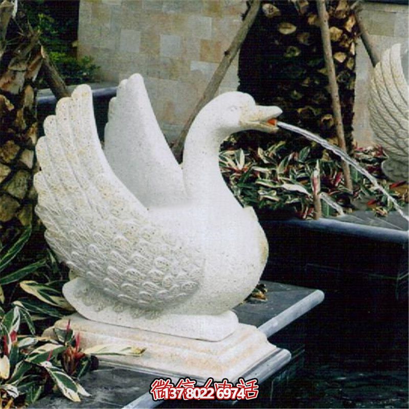 玻璃鋼雕塑噴水器，點亮公園白色天鵝