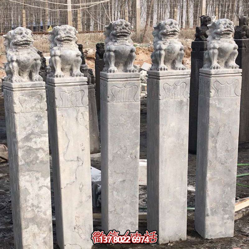 精美大理石獅子拴馬柱，點綴庭院園林