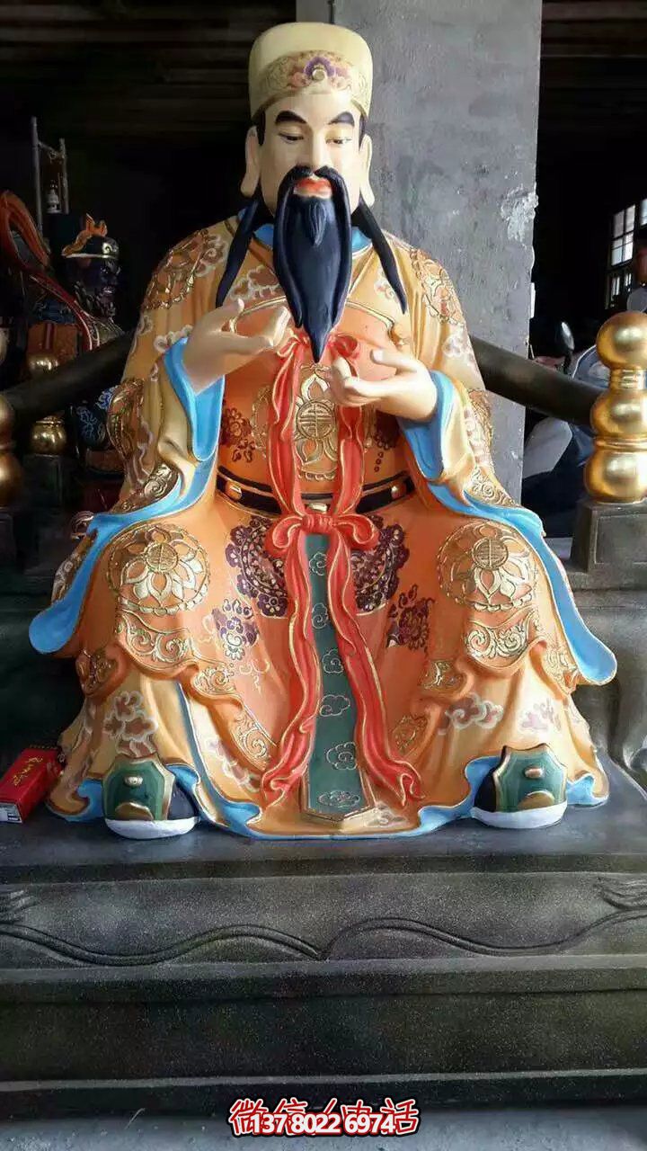 精美供奉財(cái)神雕塑，玻璃鋼彩繪絢麗奪目