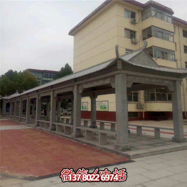 仿古建筑石雕長廊亭子，打造文化小區(qū)廣場雕塑