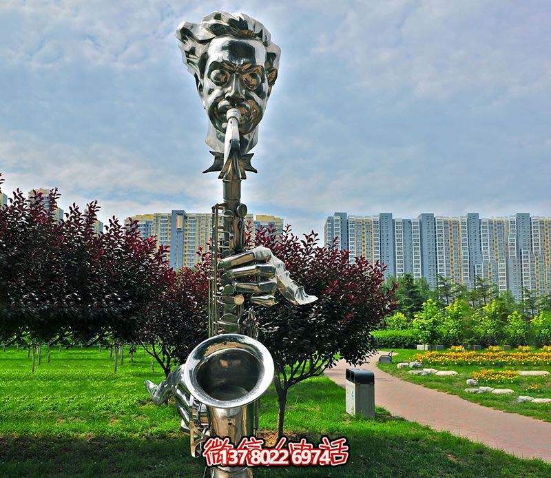 不銹鋼薩克斯創(chuàng)意雕塑，吹奏出抽象的樂章