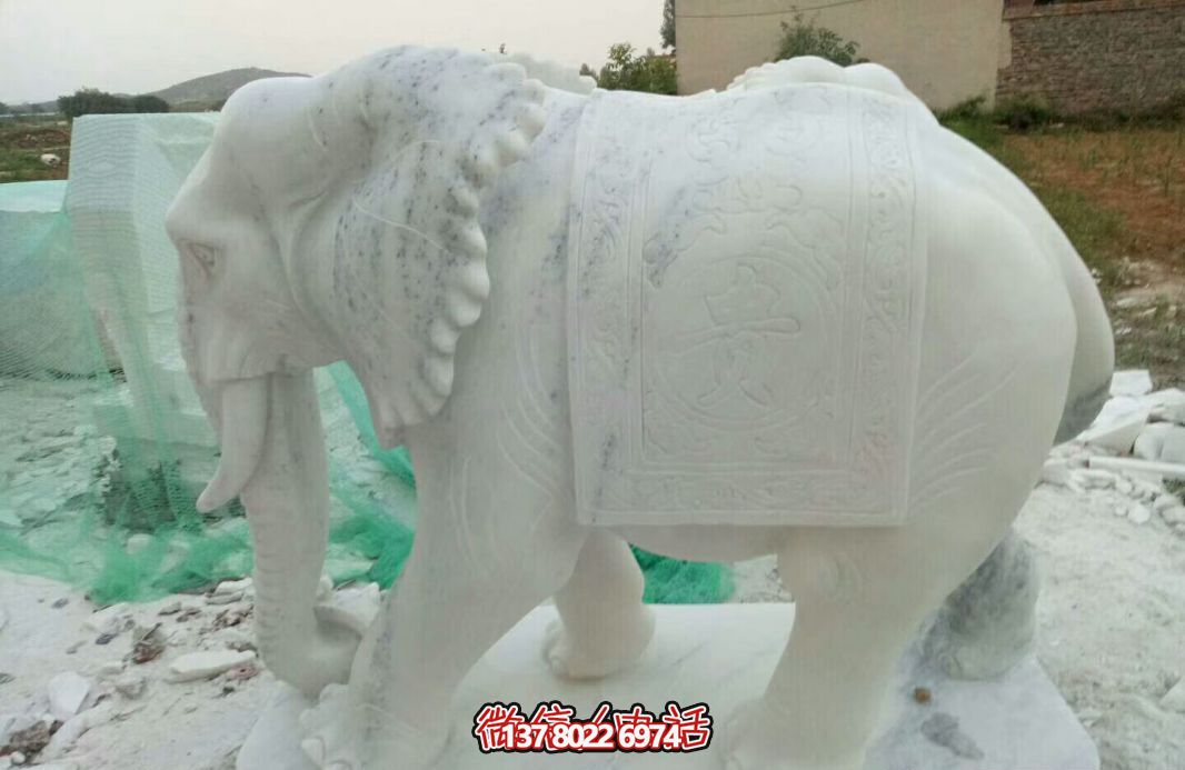 經(jīng)典漢白玉大象雕塑，戶外空間創(chuàng)意裝飾