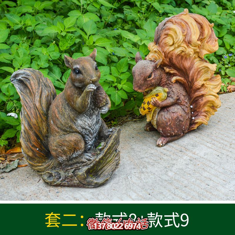 景區(qū)松鼠雕塑，玻璃鋼玻璃玉米抱松子