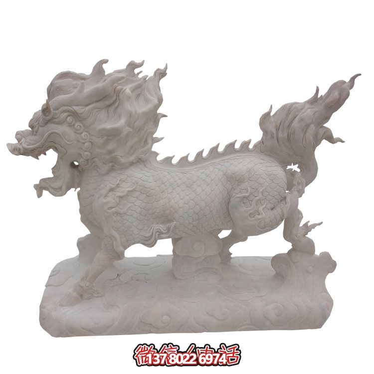 傳承漢白玉石雕麒麟雕塑，美化景區(qū)戶外環(huán)境