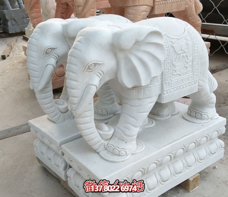 漢白玉雕塑，招財(cái)大象，令您鎮(zhèn)宅景區(qū)庭院更加迷人