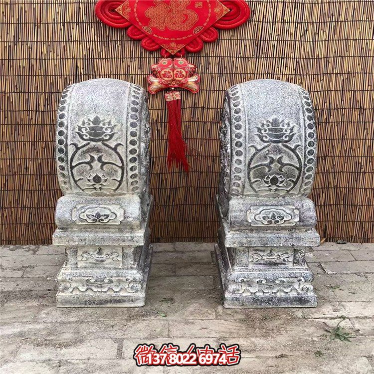 青石仿古抱鼓石，大理石古建大門門墩
